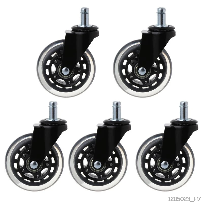 

5Pcs/Set Office Chair Caster Wheels 3 Inch Swivel Rubber Caster Wheels Replacement Soft Safe Rollers Furniture Hardware 11x22mm