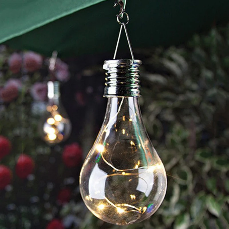 Outdoor Garden Camping Solar Powered LED Light Bulb Waterproof Hanging Lamp Light Sensor Decorative Lawn Lamp