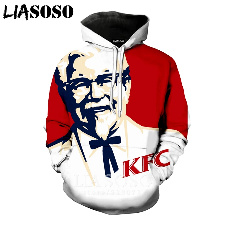 LIASOSO новая зимняя модная Толстовка 3D для мужчин и женщин с принтом еды KFC Harajuku