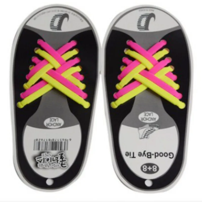 

2017 New Creative Fashion No Tie Rubbe Elastic Shoelace Wild Stretch Free Tied Lazy Shoelaces Outdoor Climbing Sports Silicone