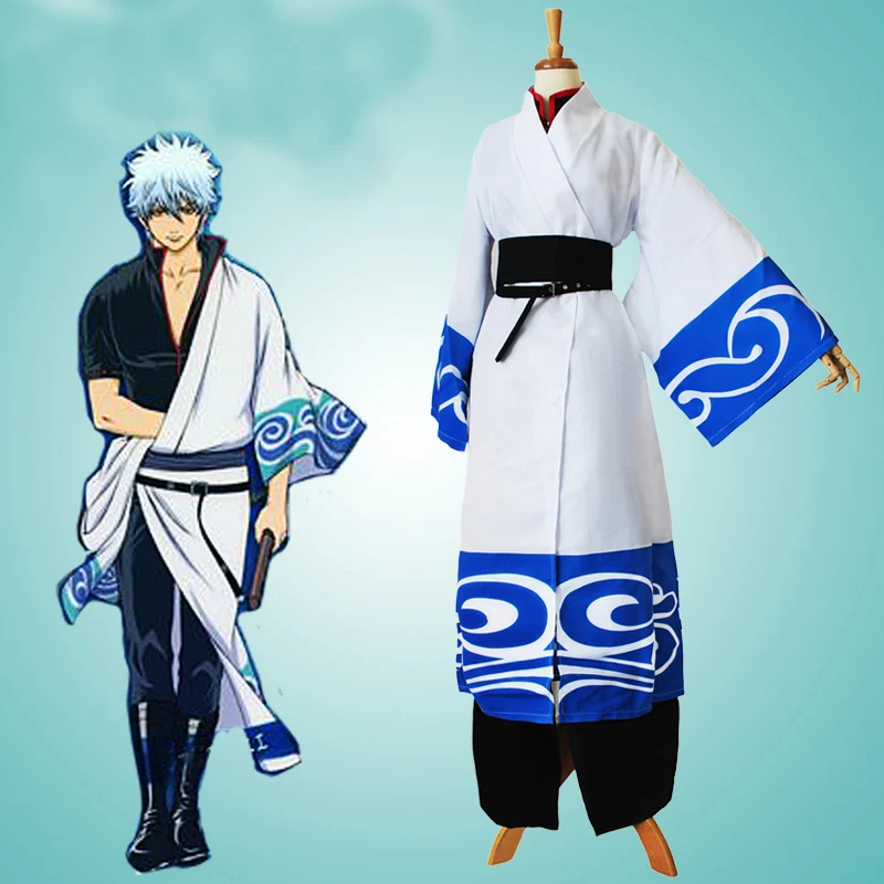 

fashion Gintama Cospaly Costume Halloween Cospaly Sakata Gintoki party cosplay clothing cartoon kimono costume 18