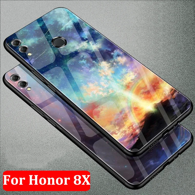 

Fashion Tempered Glass Back Case For Huawei Honor 8X Protective Cases For Huawei Honor 8 X case shell Honor8X coque fundas