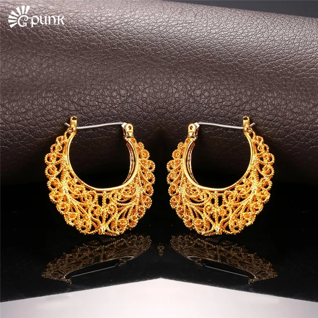 Thick Hoop Earring For Women Aros Gold Filled Circle Earrings Creole Thick Hoop Earring For Women Aros Gold Filled Circle Earrings Creole Vintage Color Maxi