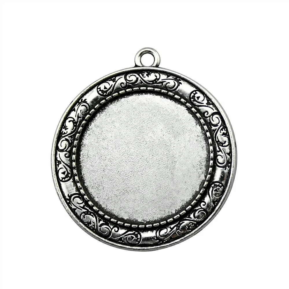 5pcs Cabochon Base Setting 30mm Inner Size Antique Silver Color Simple