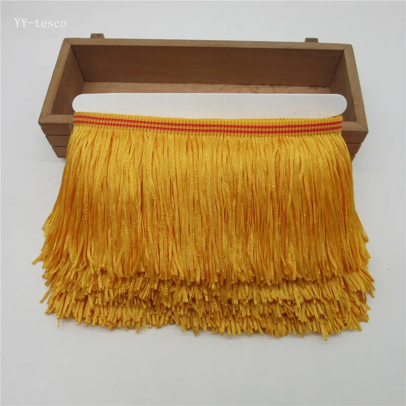 

5Yard 10cm Wide Golden Lace Fringe Trim Tassel Fringe Trimming For Latin Dress Stage Clothes Accessories Lace Ribbon Tassel