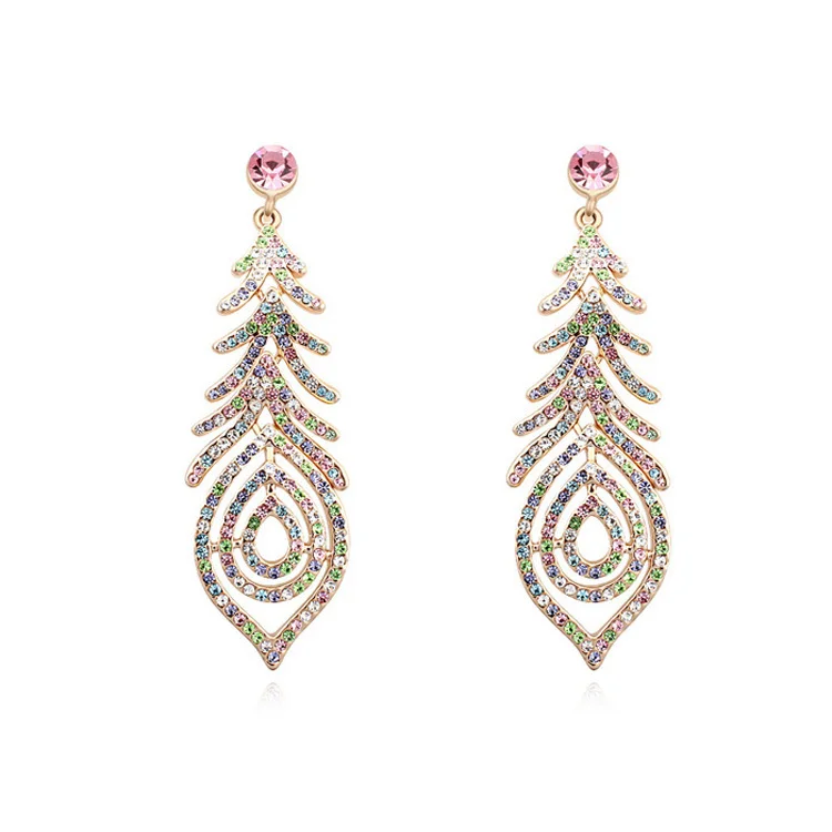 

Vintage Pine Tree Shaped Dangle Earrings Jewelry Austria Crystal Statement Piercing Earrings For Women Party