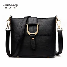 LIRENNIAO Bucket Bags Handbags Women Famous Brands Fashion Solid Women Leather Messenger Bag Small Black Shoulder