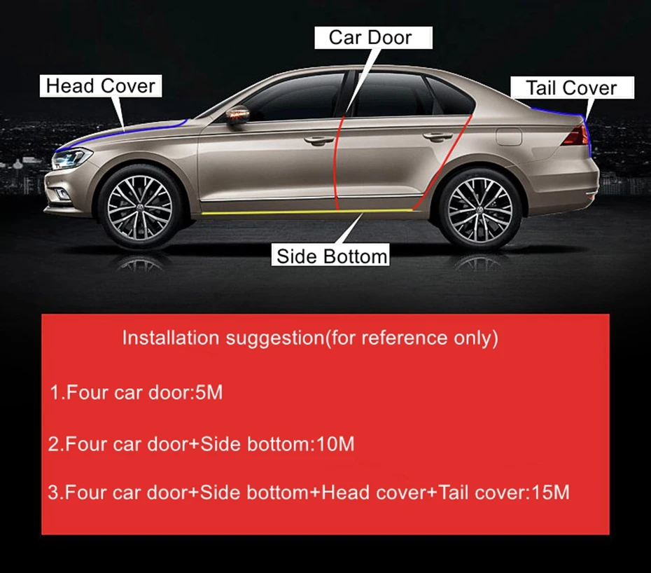 X Autohaux 5 м Автомобильная дверь анти столкновения защитная полоса со стальным диском двери автомобиля края бампера отделка против царапин протектор
