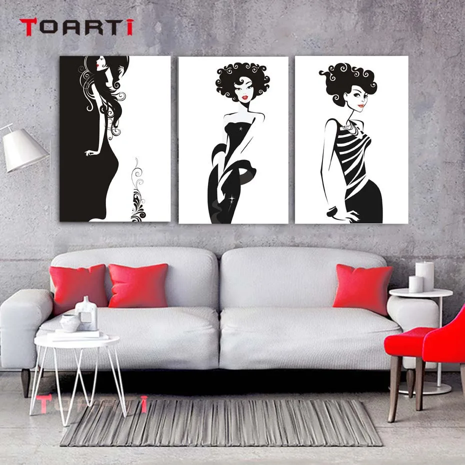 Modern Woman Fashion Show Sketch Wall Art Scandinavia Black&White Canvas Painting Vintage Poster&Prints Bedroom Decoration Mural (6)