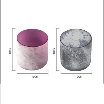 

Glass Frosted Candle Cup Romantic Purple Aromatherapy Candle Container Candlestick Murals Glass Candle Holder Weeding Decoration