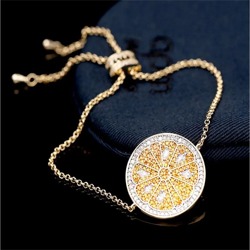 

PJX Fashionable European and American Fashion Versatile Orange Lemon Bracelet Set With Colorful Zircon Adjustable Bracelet Lady