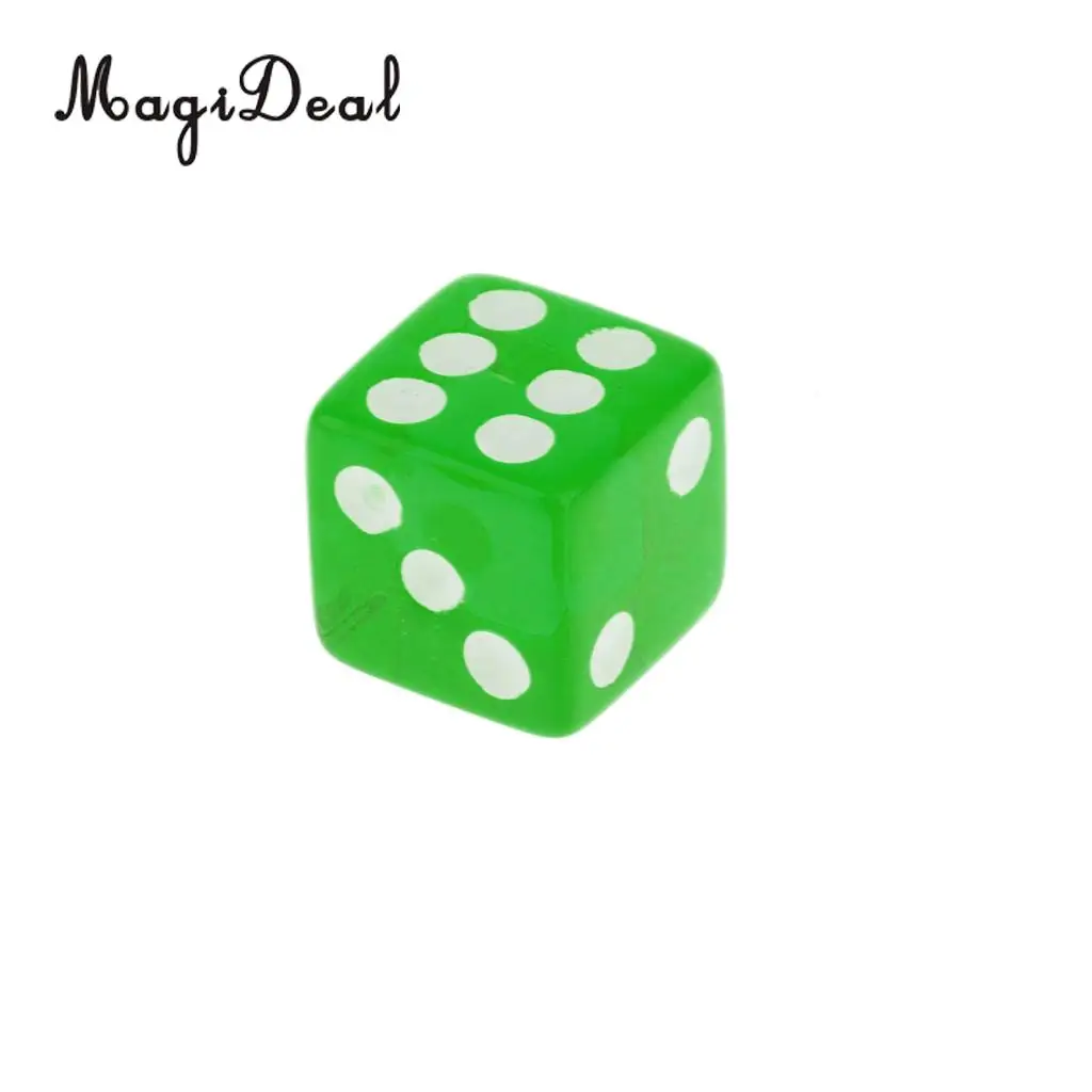 MagiDeal High Quality 100 x Translucent 16mm Six Sided Spot Dice RPG Games for Funny Party Club Dice Sport Game 5 Colors Choose