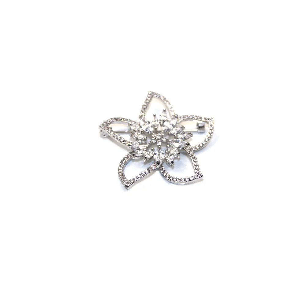 

MADALENA SARARA Big AAAA Zircon Inlaid Brooch Silver Plated Copper Macoo Flower Style Fine Brooch Pin For Women Jewelry