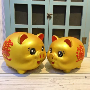 

Large Golden Pig Piggy Bank Year Of The Pig Creative Cartoon Pig Piggy Bank Anti-Falling Money Box Children Adult Gifts