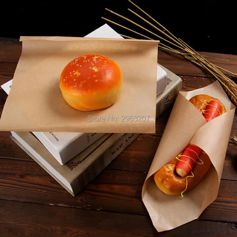 

1000pcs Blank Brown Kraft Paper Wax Paper Greaseproof Packaging Food Wrapping for Bakery Baking Snack Hamburger