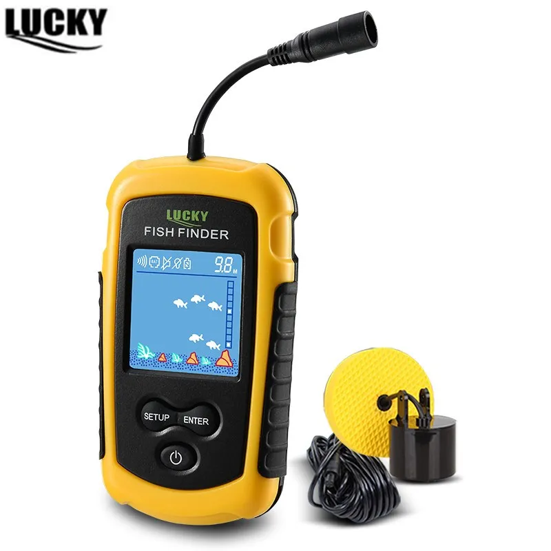 اللاسلكية المحمولة سونار السمك مكتشف الصيد إنذار أعمق الأسماك مكتشف Fishfinder إنذار استشعار محول مع LCD ديسبالي