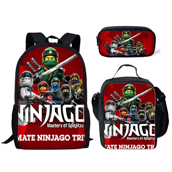 Thikin игра Ninjago школьные сумки 3 шт./компл. для мальчиков подростков школьный рюкзак школьные принадлежности книжная Сумка Прекрасный ранец - Цвет: CDZHL590CGK