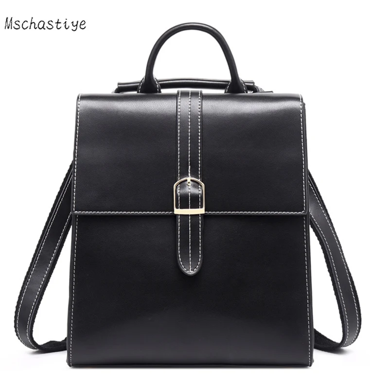 

Genuine Leather Fashion Bag Designer Backpack for women Solid Cow Leather Top-Handle mochila for Woman Cute School Bag 2018