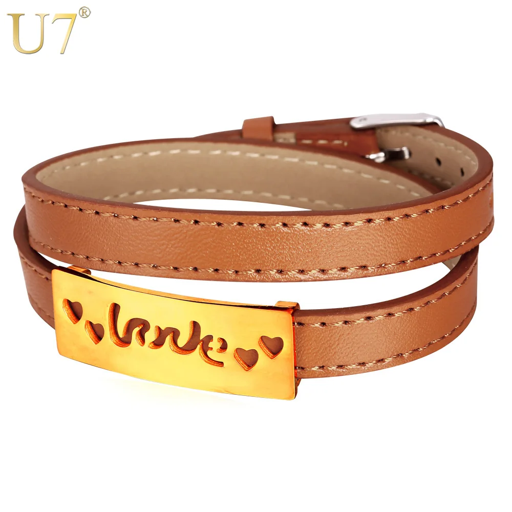 Браслет из натуральной кожи для женщин/мужчин ювелирные изделия нержавеющей