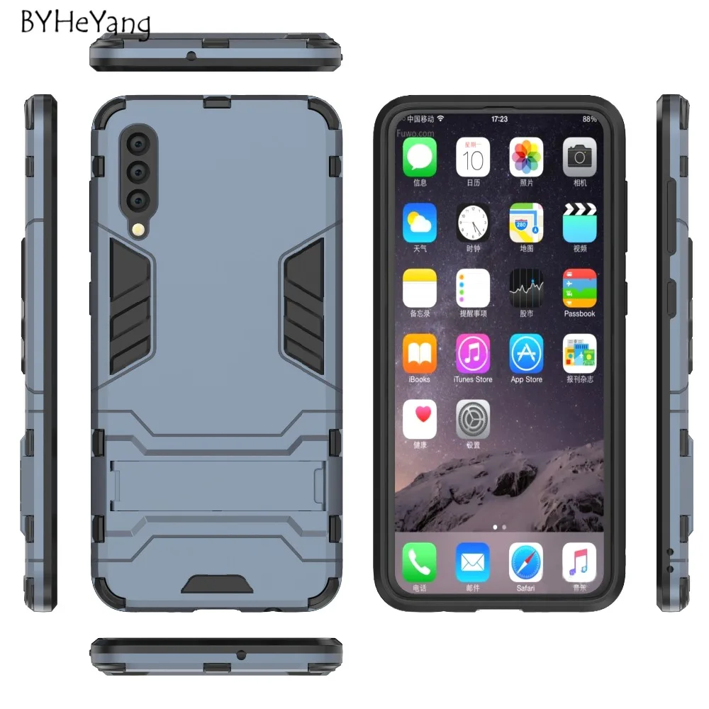 For Samsung A50 Case Slim Robot Armor Kickstand Shockproof Rubber Case for Samsung Galaxy A50 GalaxyA50 A 50 SM-A505F A505 Cover