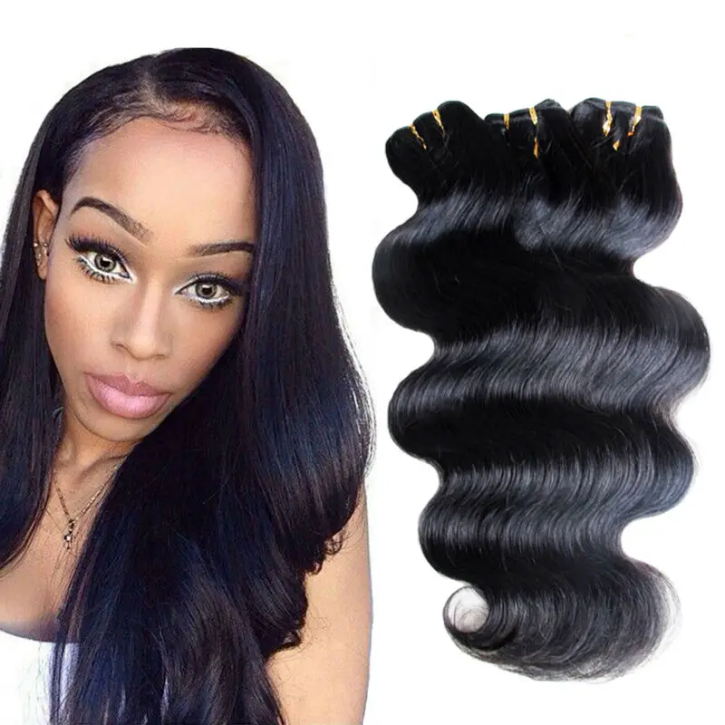 Indian Virgin Hair Body Wave Soft Human Shiny&ampHealthy Products 6pcs/lot Color #1b Weft Free Shipping |