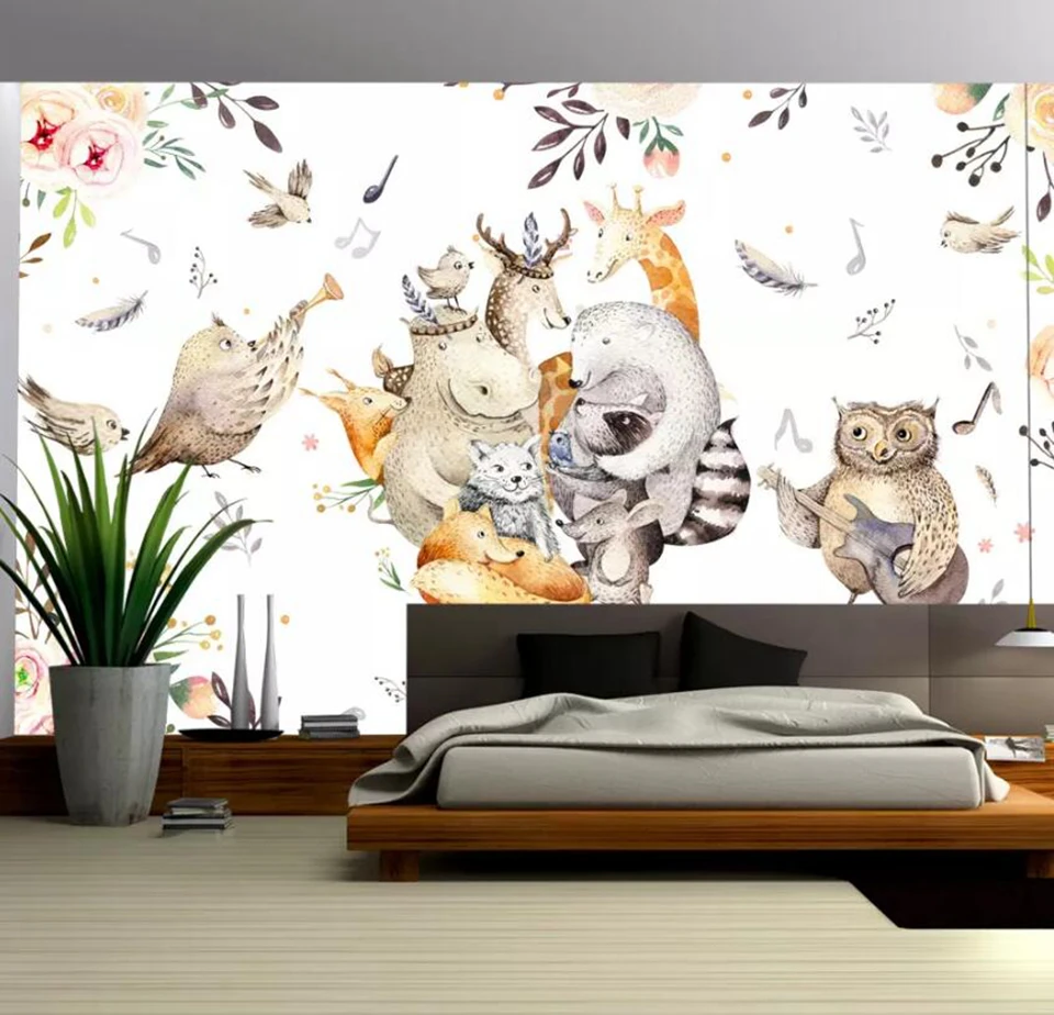 Современные детские обои в обоях на заказ 3d стерео настенные фрески для спальни декор гостиной дизайн Птицы Животные обои