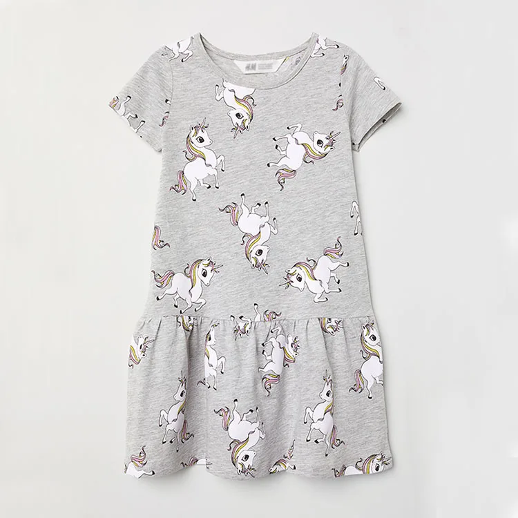 

Cute unicorn cotton boutique ruffle new style fashion baby girl summer dress hot