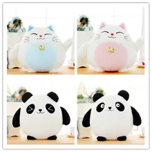 1pc 18cm Kawaii Fortune Cat Plush Toys Stuffed Lucky Cat Panda With Bamboo Bag Plush Animals Doll Toys Car Decoration Gifts