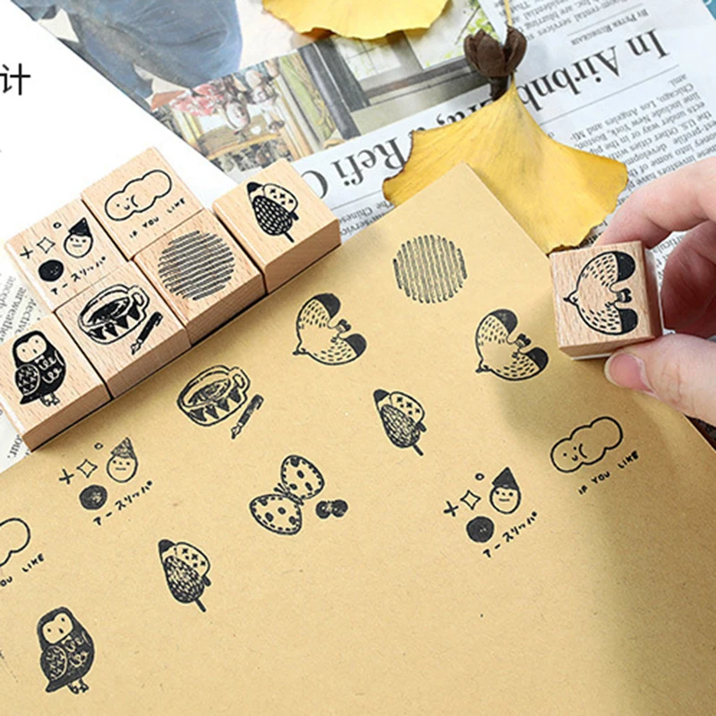 XINAHER Лес Животные кошка сова штамп DIY деревянные и резиновые штампы для