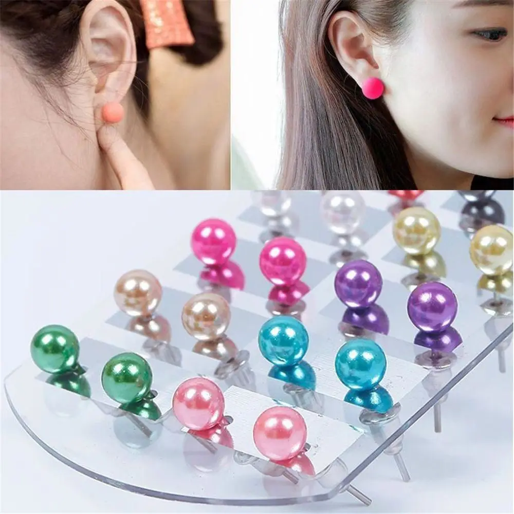 

12 Pairs Pack Set Earrings Colorful Charm Earrings For Women Crystal Ear Studs Fashion Simulated Pearl Jewelry