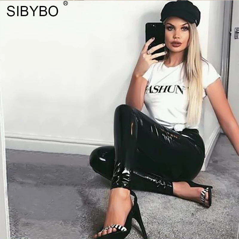 Женские повседневные брюки Sibybo черные обтягивающие карандаш с высокой талией и