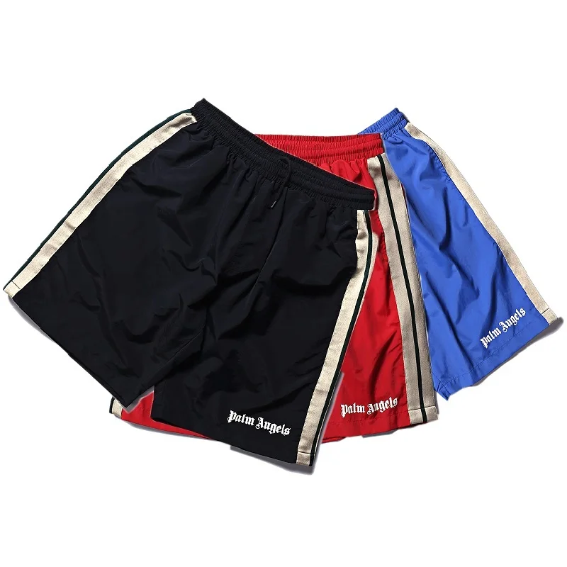 

2019ss Palm Angels Shorts Men Women 1 :1 Mesh Sweatpants Joggers Summer Beach Style Striped Drawstring Palm Angels Shorts