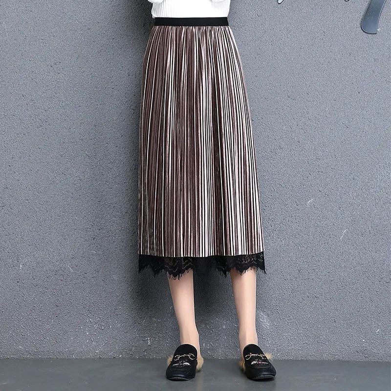 New Autumn and Winter Fashion Two-sided Skirt Women Sweet Slim Pleated Skirt Five Colors Optional