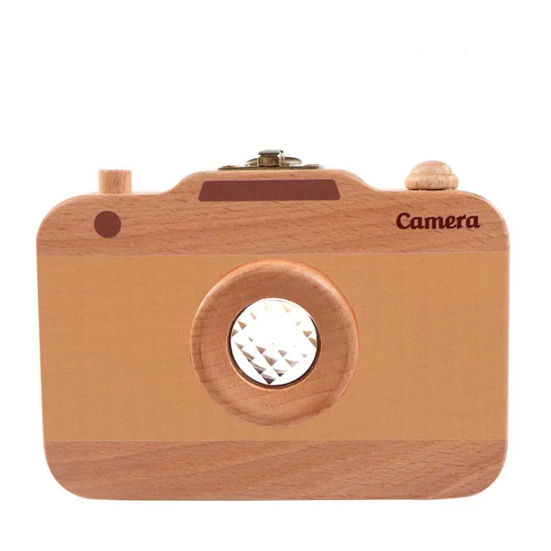 

Camera Style Baby Tooth Keepsake Box Wooden First Tooth and Curl Souvenir Container Deciduous Teeth Saver Memory Boxes for Child