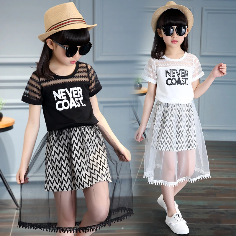 2018 conjuntos de ropa para camisetas y faldas largas 2 piezas unids trajes de verano para niñas 2 4 5 6 8 9 10 años trajes escolares|clothing sets for girls|set for girlschildren clothing set - AliExpress