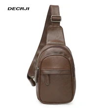 DECRJI маленькая сумка через плечо мужская PU кожаная сумка на ремне мужская водонепроницаемая нагрудная сумка для путешествий черная молния Новинка