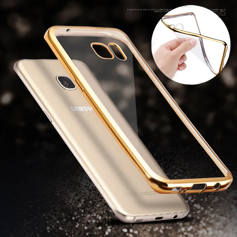 TOMKAS S7 силиконовый чехол для Samsung Galaxy роскошный Прозрачный блестящий ТПУ задней