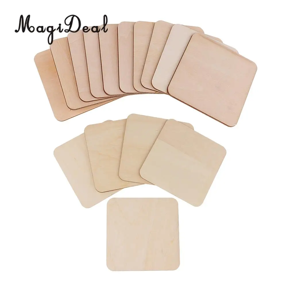8 /12cm WOOD SQUARE Wood Cutout Craft Shape Unfinished DIY Plaque for Painting Art Crafts 15pieces