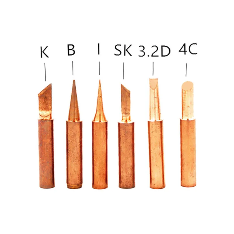 6 шт./лот, медные ПАЯЛЬНЫЕ НАКОНЕЧНИКИ, бессвинцовая сварочная головка, паяльная станция 900M-T, Электрический паяльник, наконечники, инструменты для ремонта, набор