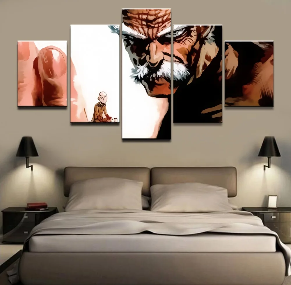 

5 Panel Bang One-Punch Man Saitama Modern Canvas Print Anime Poster Home Decor Living Room Wall Art Painting Decoration Picture