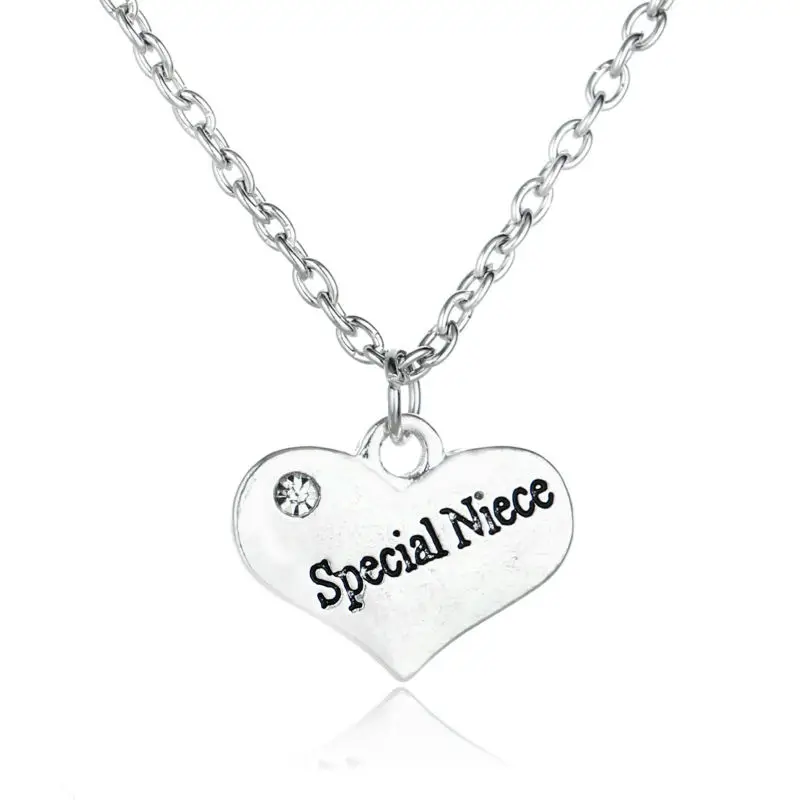 Special Niece Necklaces Heart Crystal Pendant Chain Necklace Family