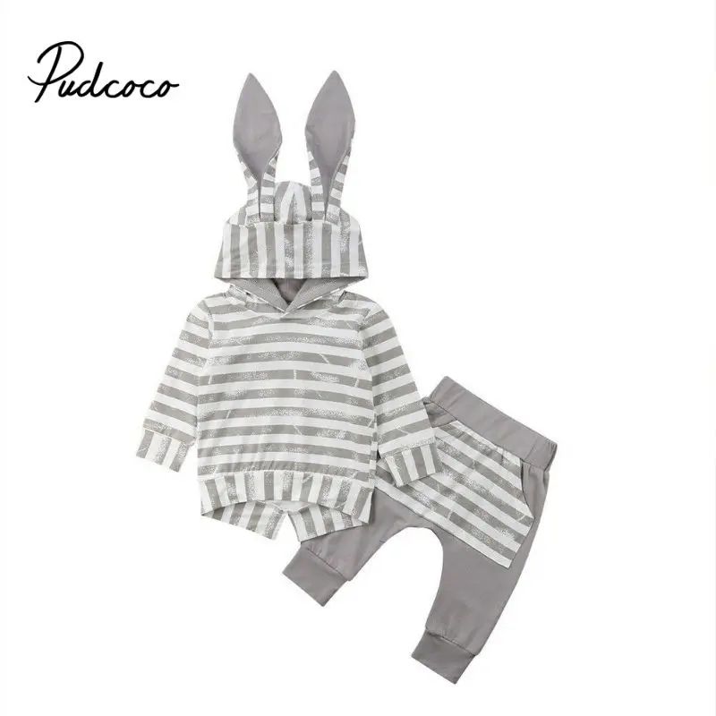 

Winter newborn infant boys girls baby clothes striped tops pullover Hoodied Hooded Sweatshirt +pants outfits sport clothing sets