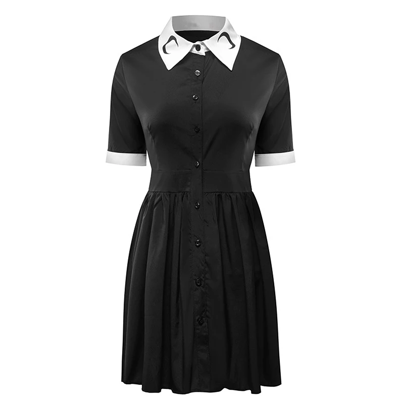 New Arrival Women Moon Print Gothic Vintage Short Sleeve Black Dress Punk Harajuku Darkness Goth Vestdios Plus Size Dresses