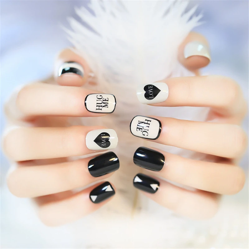 17夏のスタイルかわいいネイルアートキャンディー偽爪ハート愛24ピースオーバルフルアクリル爪のヒントステッカー Acrylic Nail Tips Nail Tipsfull Acrylic Nails Aliexpress