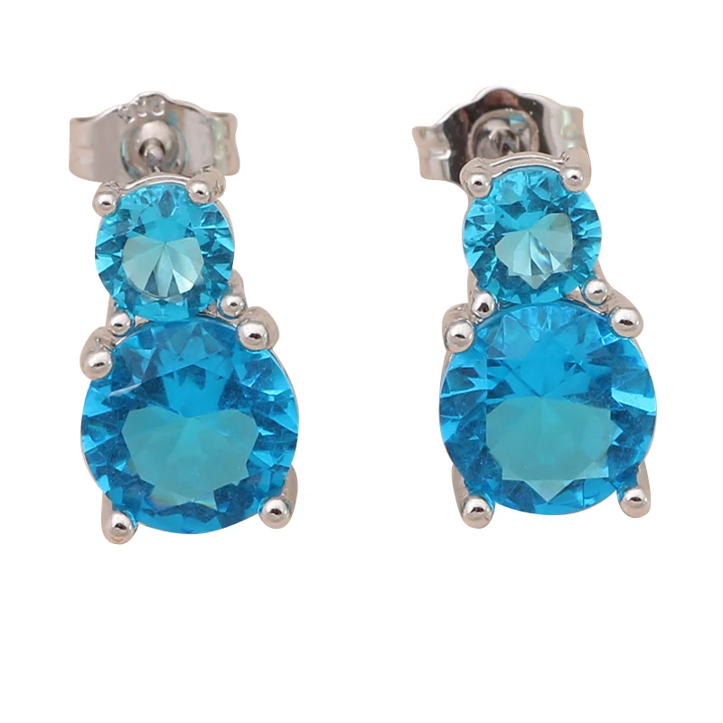 

Navy Blue crystal earrings for women Silver Stud Earrings Wholesale & Retail Fashion Jewelry JES894A
