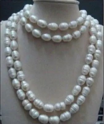 

HOT## Wholesale FREE SHIPPING >>> long natural 12-15mm Australian south sea white baroque pearl necklace 65inch