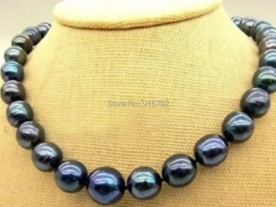 

HYFY20143235e>>New AA+ 10-11mm Tahitian Black Natural Pearl Necklace 18