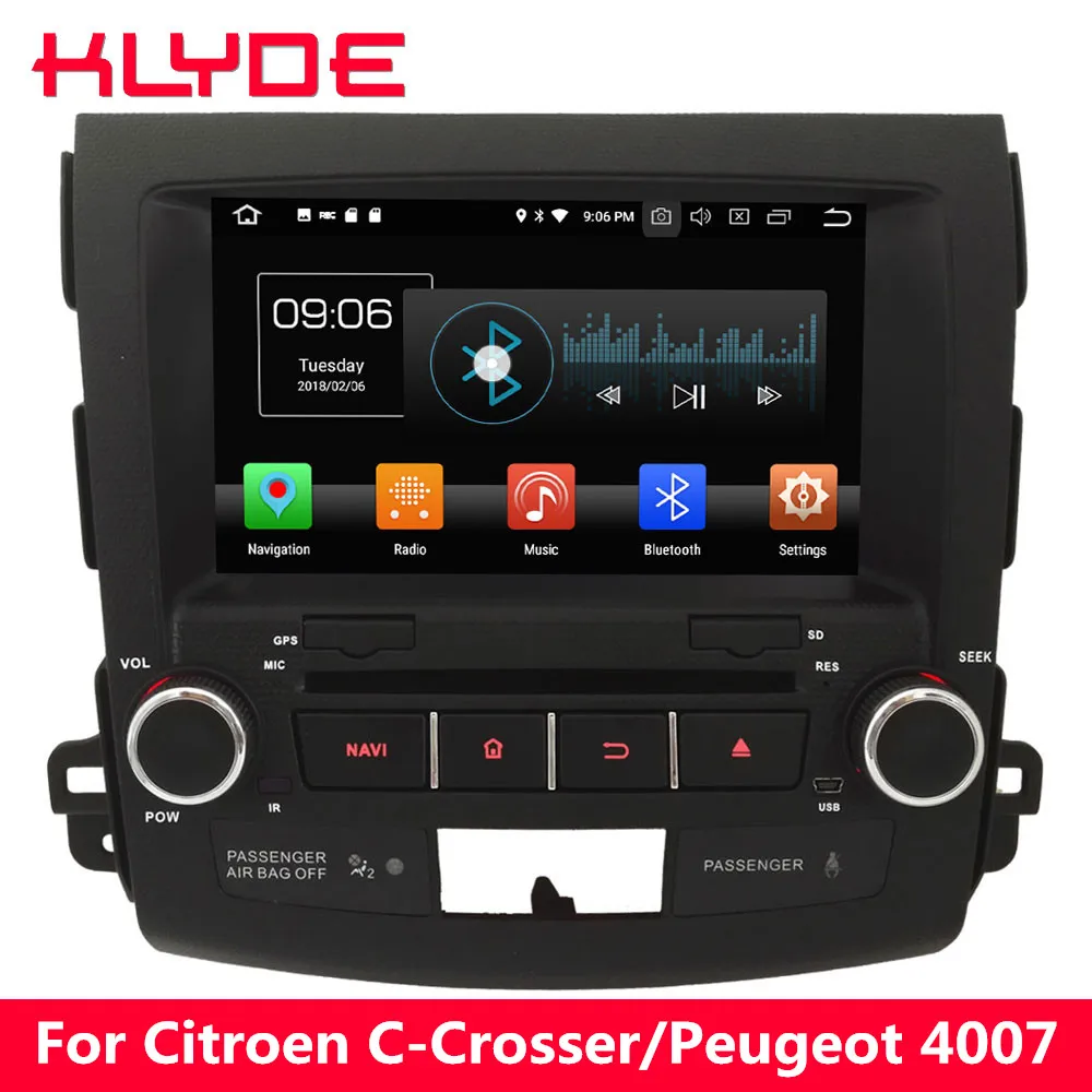 Best KLYDE 4G Android 8 Octa Core 4GB RAM Car DVD Multimedia Player For Peugeot 4007/Citroen C-Crosser 2007 2008 2009 2010 2011 2012 0