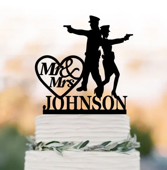 police bride and groom Wedding Cake toppers letter, police wedding cake