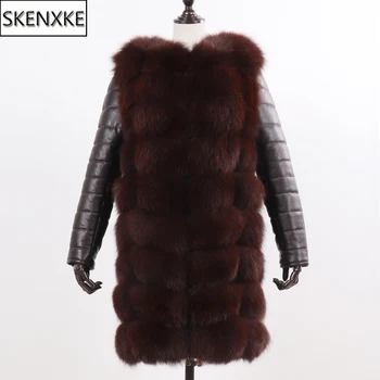 

2019 New Natural Real Fox Fur Coat Female Quality 100% Real Fox Fur Overcoat Winter Women Long Style Genuine Real Fox Fur Jacket